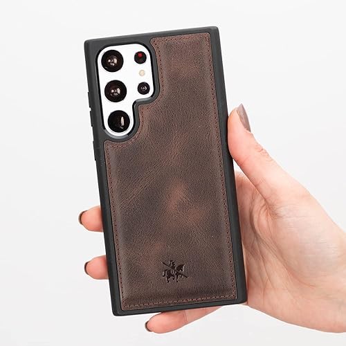 Miniatura 7 de Venito Lucca - Funda de cuero compatible con Samsung Galaxy S23 Ultra 68 pulgadas extra segura con cubierta trasera acolchada café café