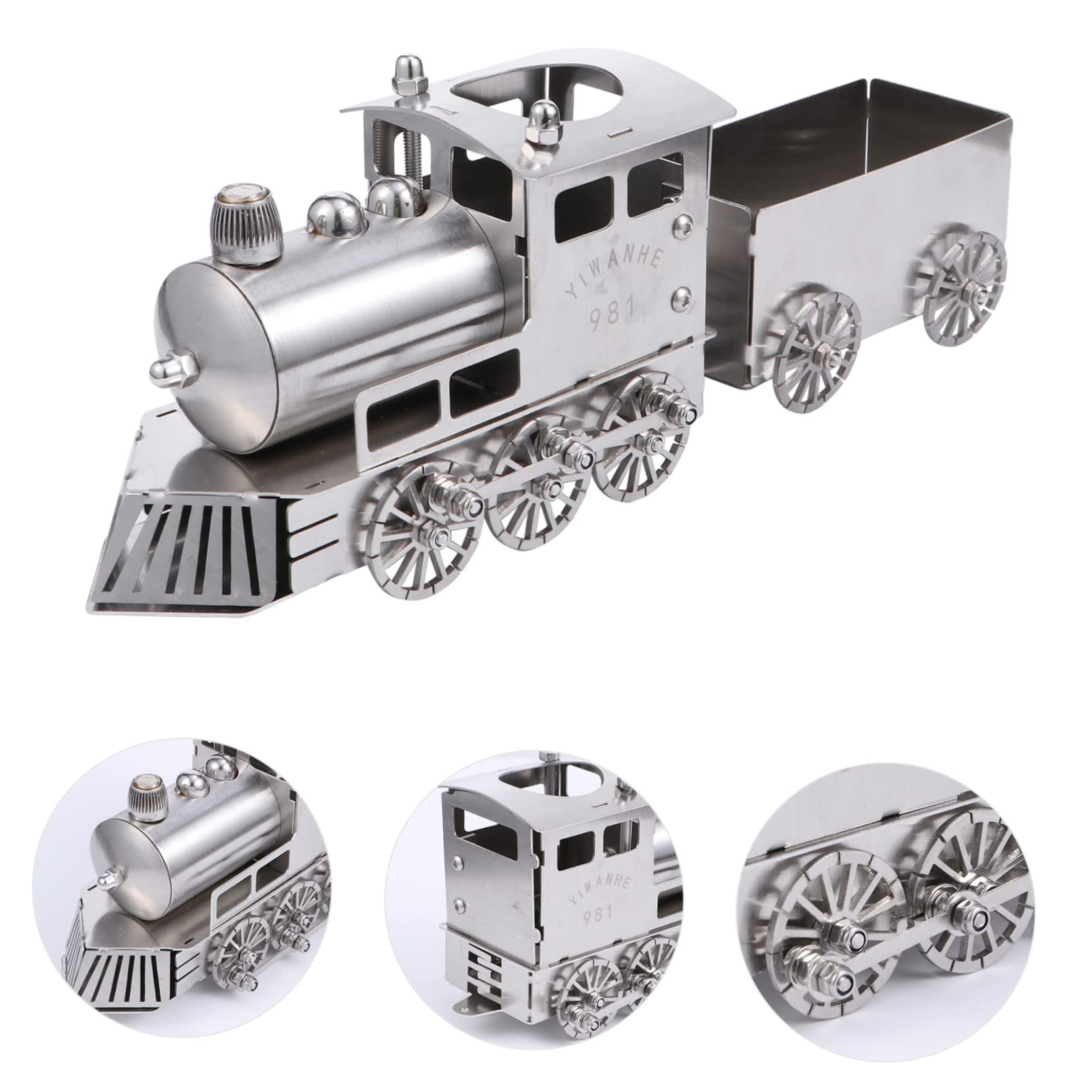 Locomotive Miniature En Acier Inoxydable – Décoration Vintage Pour Bureau, Salon Ou Collection – 24 Cm - 2