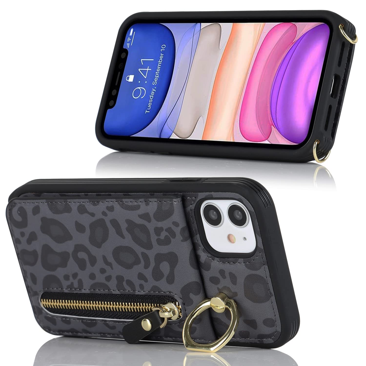 Cavor Cover Compatibile Con iPhone 11 Pro con Cordino,Flip Portafoglio