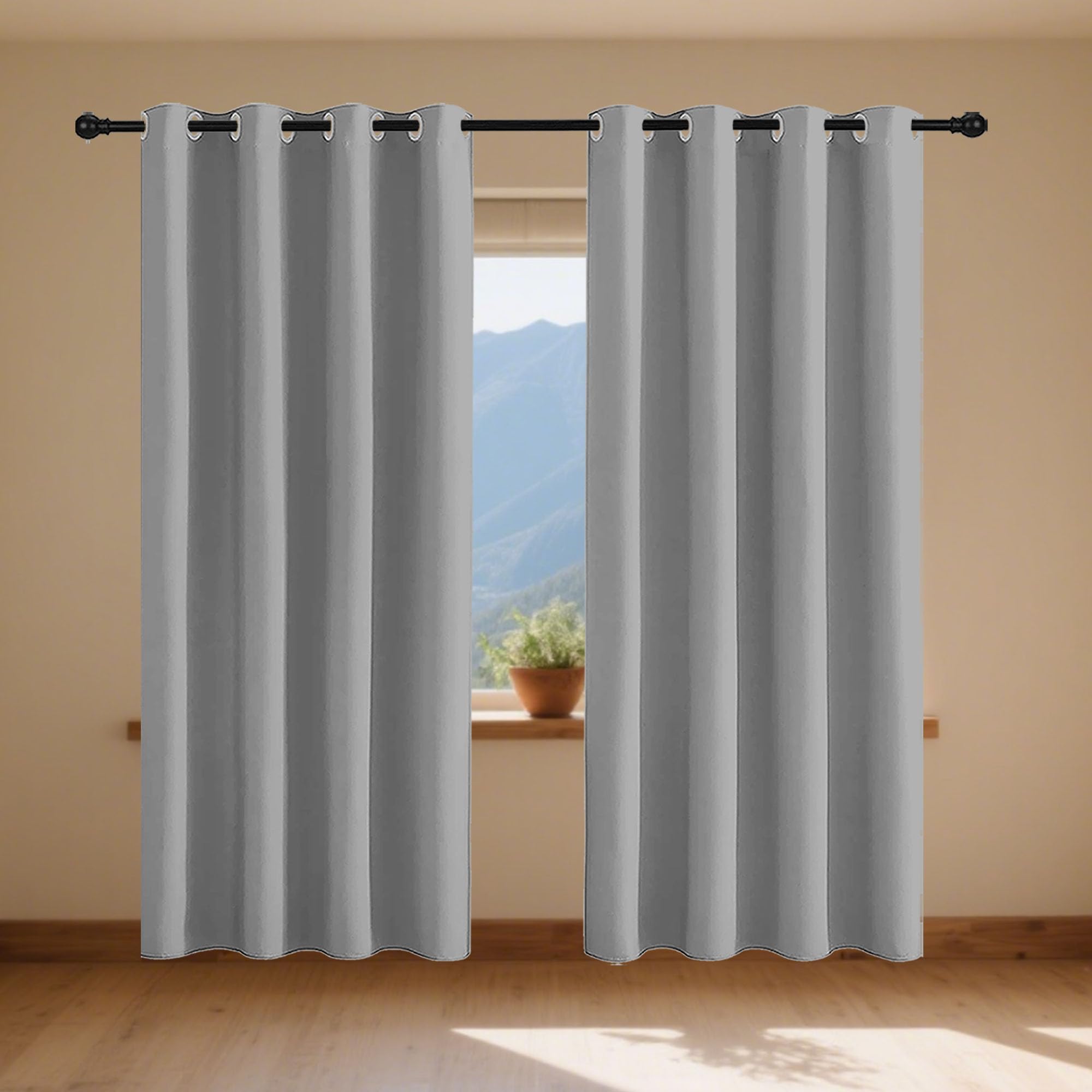 Gardinen Blickdichte 50 x 210 cm Thermo Vorhang Gegen Kälte Und Hitze Blickdicht Wunderschön Weich Vorhang Vielen Farben Und Größen für Jedes Fenster, Hellgrau