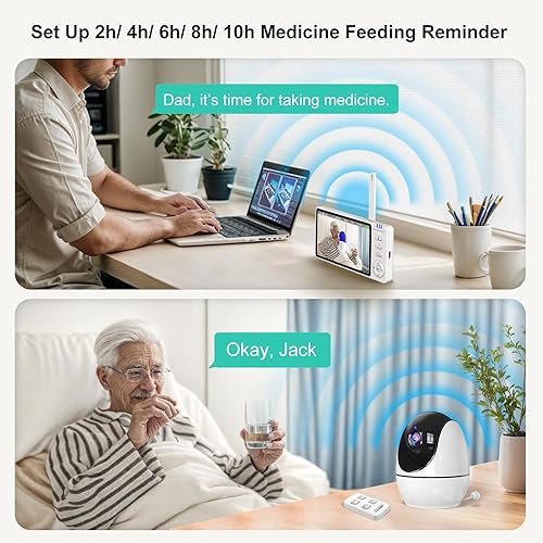 Miniatura 4 de Monitores de ancianos con cámara y audio, monitores de sala de conversación bidireccional para ancianos, cámara de recordatorio médico para