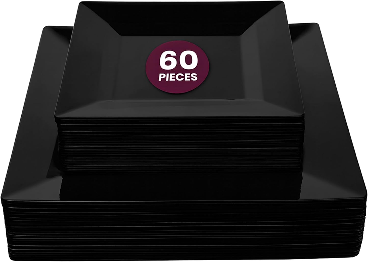 Aya's 60ct Square Plastic Disposable Plates, White - 9.5-Inch 30 Dinner