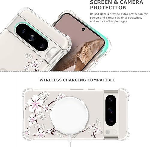 Miniatura 6 de Funda transparente floral para Pixel 8 Pro para mujeresniñas, bonita funda de teléfono para Google Pixel 8 Pro, diseño de flores, delgada, suave,