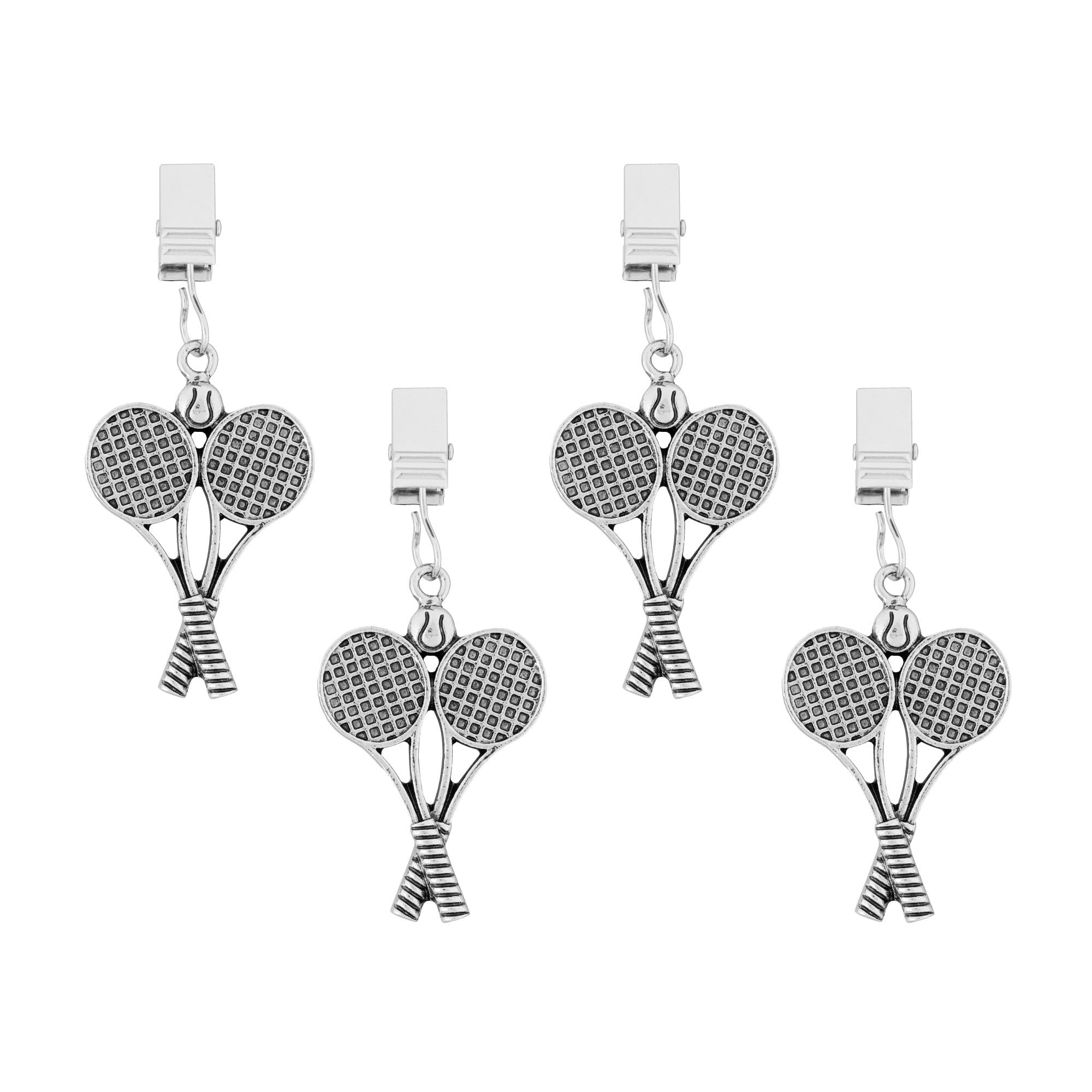 UP ware Tischdeckenbeschwerer für Tennis-Tischdecken mit Metall-Clips, Zinklegierung, dekorative Halter, Outdoor-Picknick-Tischdeckenklammern, silberfarben, 4 Stück