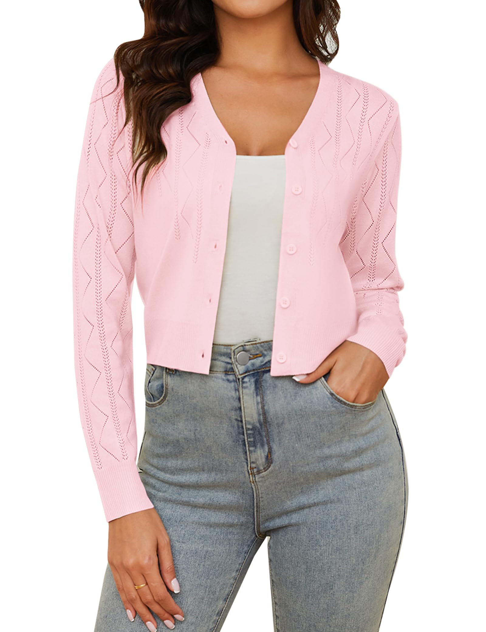 Irevial Bolero Damen Festlich Langarm Jacke Elegant Kurze Strickjacke Cardigan mit Knopf V Ausschnitt Schulterjacke zum Kleid