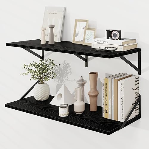 Miniatura 47 de Dreamland Estantes flotantes blancos para pared, juego de 2 estantes montados en la pared de 16 pulgadas de ancho x 8 pulgadas de profundidad,