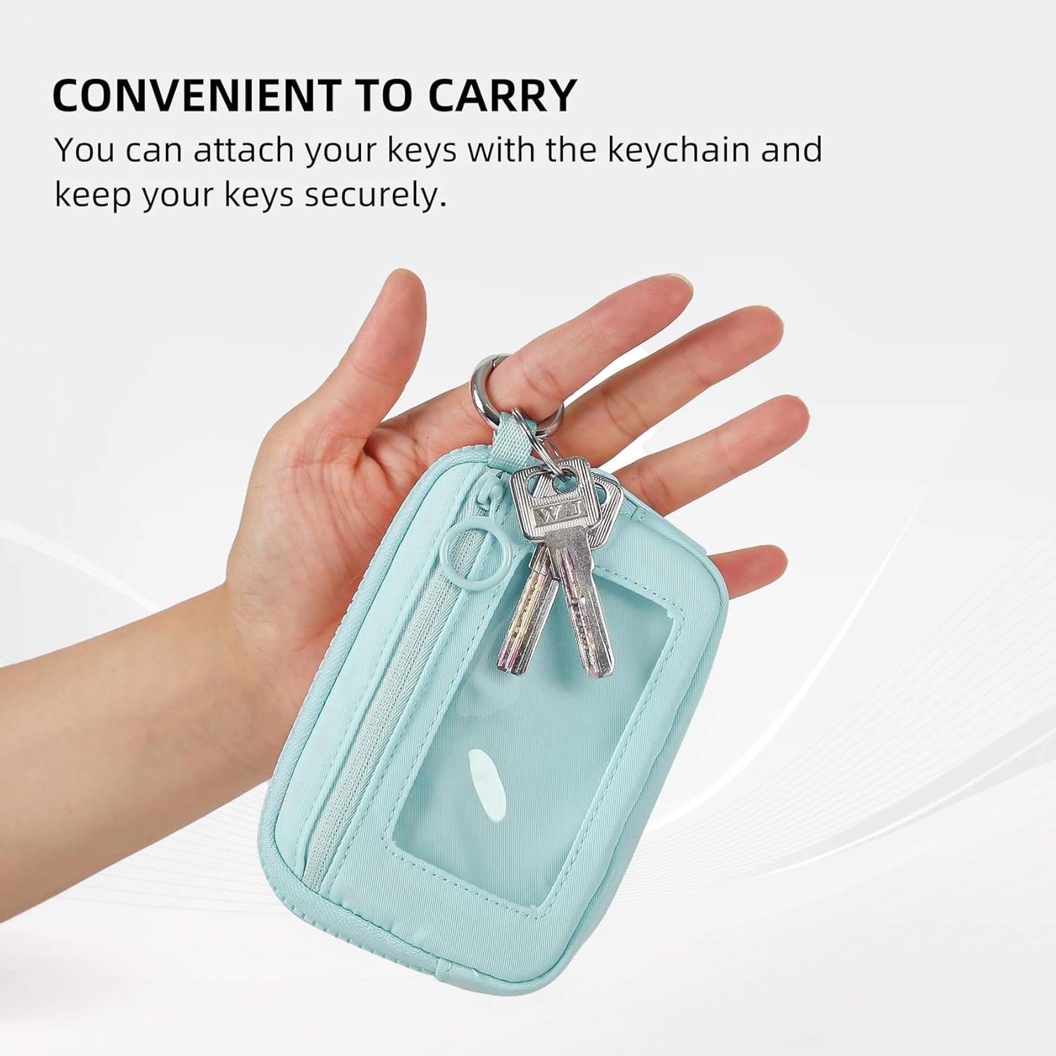 Didida The Iris Wallet Zip Card Case with ID Window Purses for Women Coin Purse with Zipper Mini Portable Keychain Wallet, Aqua Sky - Image 6