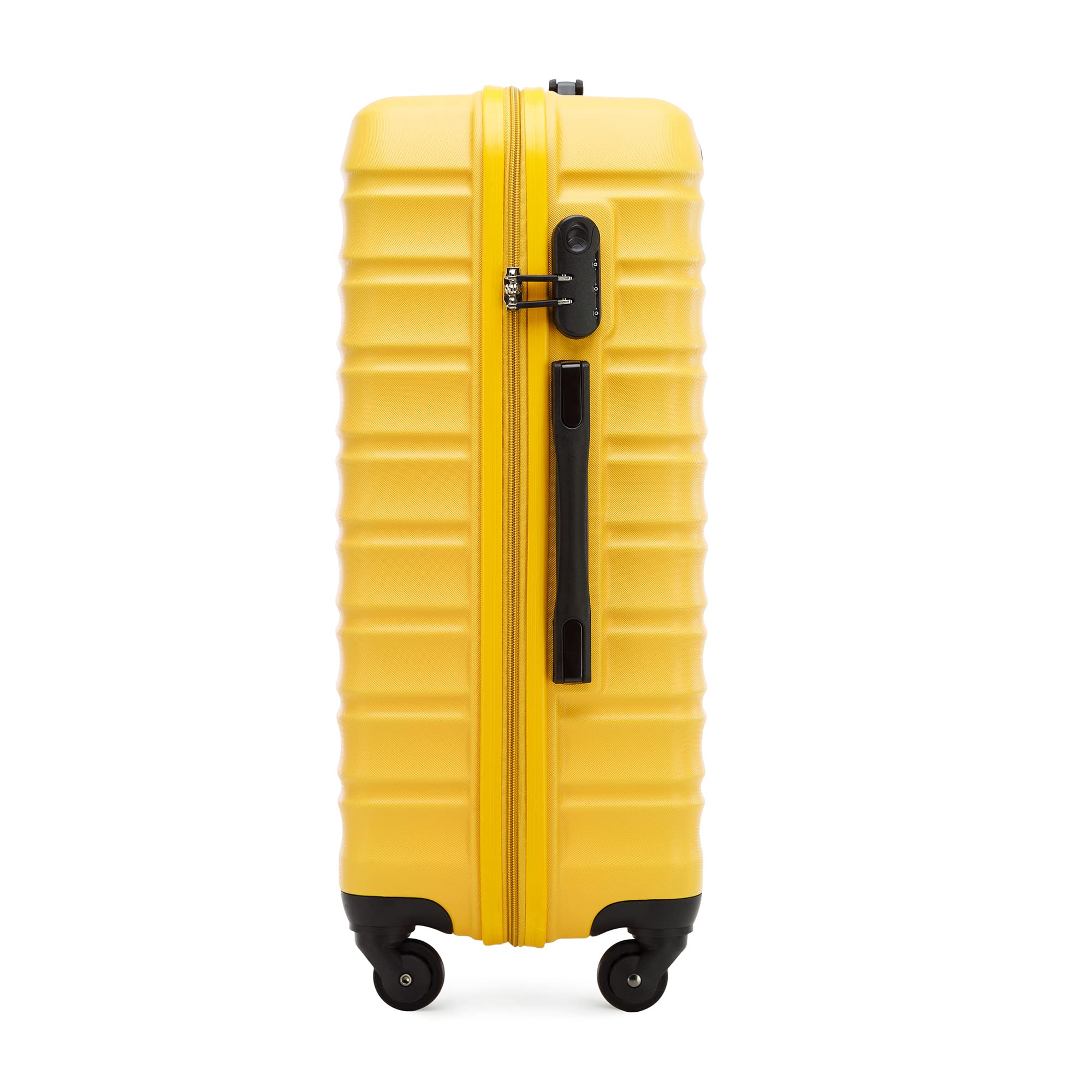 WITTCHEN Valigia da viaggio Bagaglio a mano Valigia da cabina Valigia rigida in ABS con 4 ruote girevoli Serratura a combinazione Maniglia telescopica GROOVE Line Set di 4 valigie Giallo