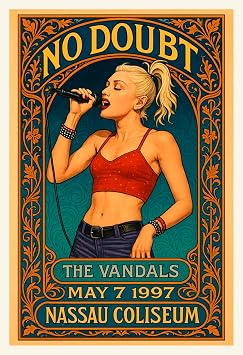 Posters Forever No Doubt Poster, Concert at Nassau Coliseum | Gwen Stefani, May 7, 1997, Uniondale, New York, Ska, Punk, Rock Music, Wall Art
