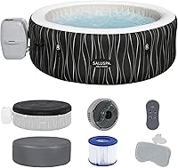 Bestway SaluSpa Hollywood Luxe AirJet Inflatable Hot Tub: 140 Jets, 104°F Heater, EnergySense Cover for 4-6 Adults