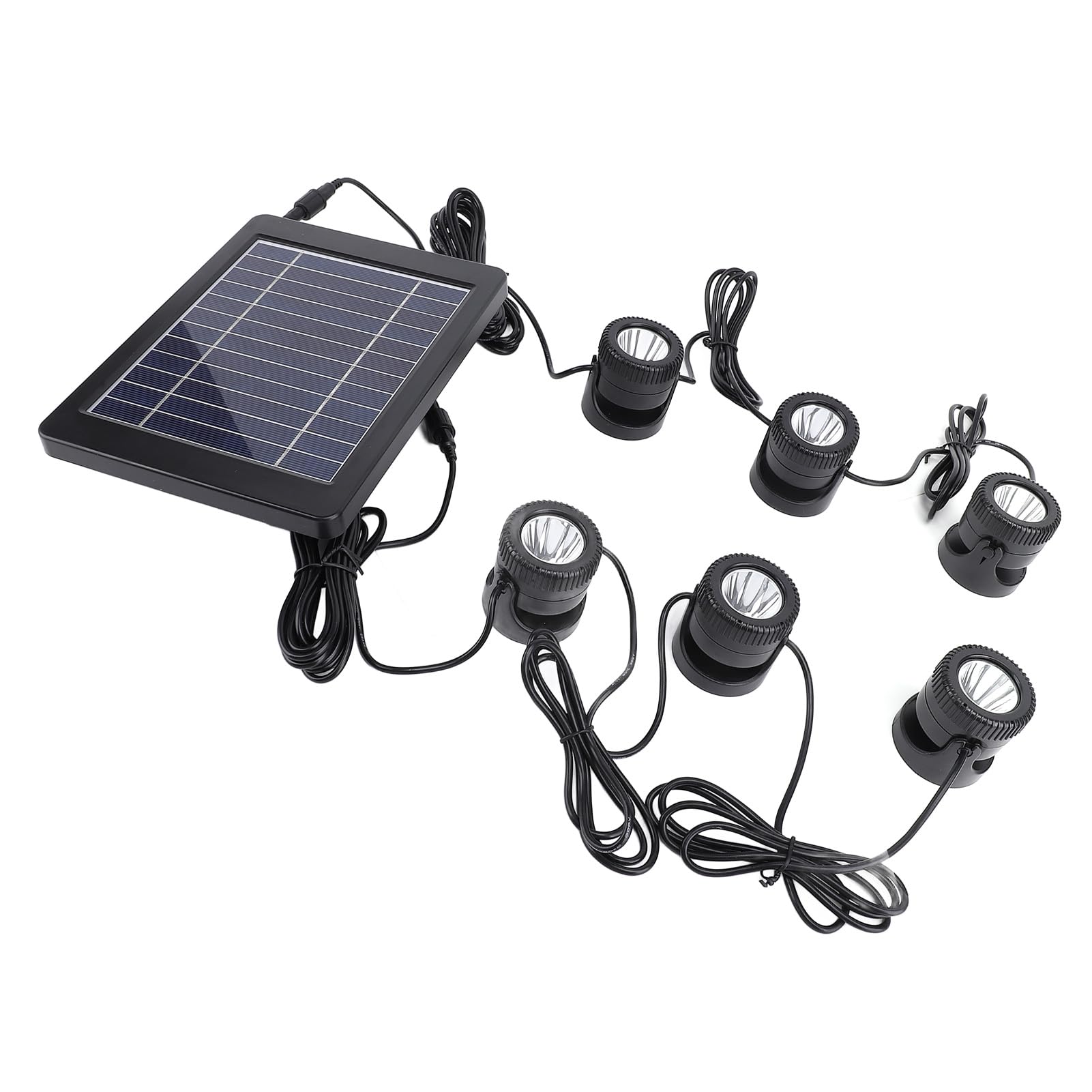 FTVOGUE Faretti Solari per Laghetto 6 in 1 Faretti Subacquei Impermeabili IP68 con LED Bianco Caldo 3000K per Piscina da Giardino con Acquario