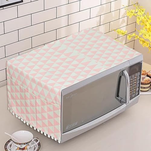 Miniatura 3 de yueton Funda para horno de microondas, color rosa, a prueba de polvo, funda de algodón y lino, protector de electrodomésticos para el hogar,