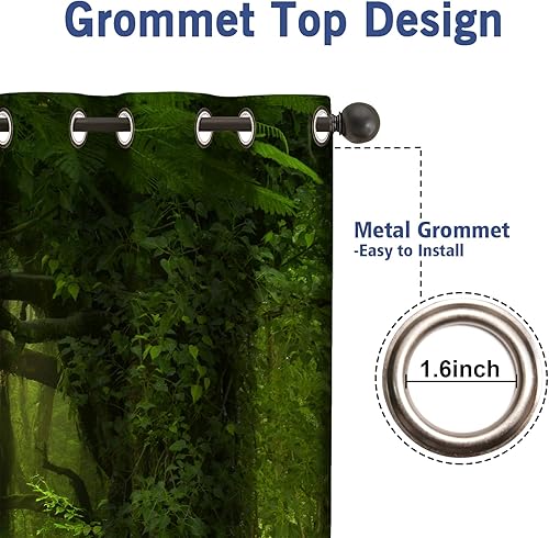 Miniatura 5 de Jekeno Cortinas opacas de bosque tropical, árboles verdes selva, follaje en el bosque, Himalaya, paisaje, decoración de la naturaleza para