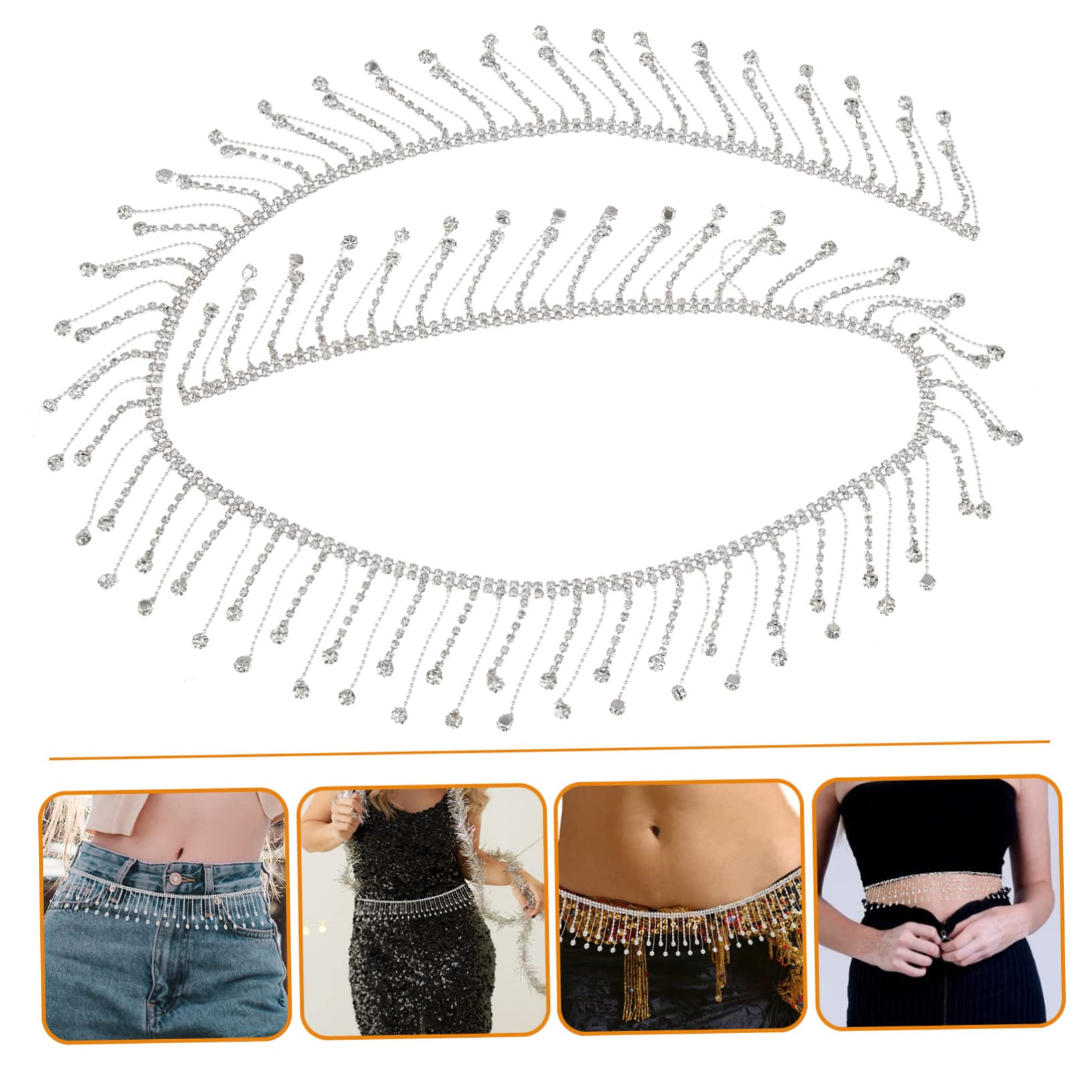 SHINEOFI 2stücke Rhinestone Tassel Chain Für -projekte Strassquaste Für Hochzeiten Brautaccessoires Und Kreative Dekorationen Silberne Glasperlenfransen Für Kleidung Und Taschen