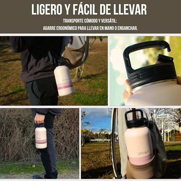 Bebedero Perro Portátil 1L de Acero Inoxidable Aislado | Botella Agua Perro Ultra Resistente con Compartimentos para Comida o Premios | Sistema 2 en 1 para Paseo y Viaje - 4