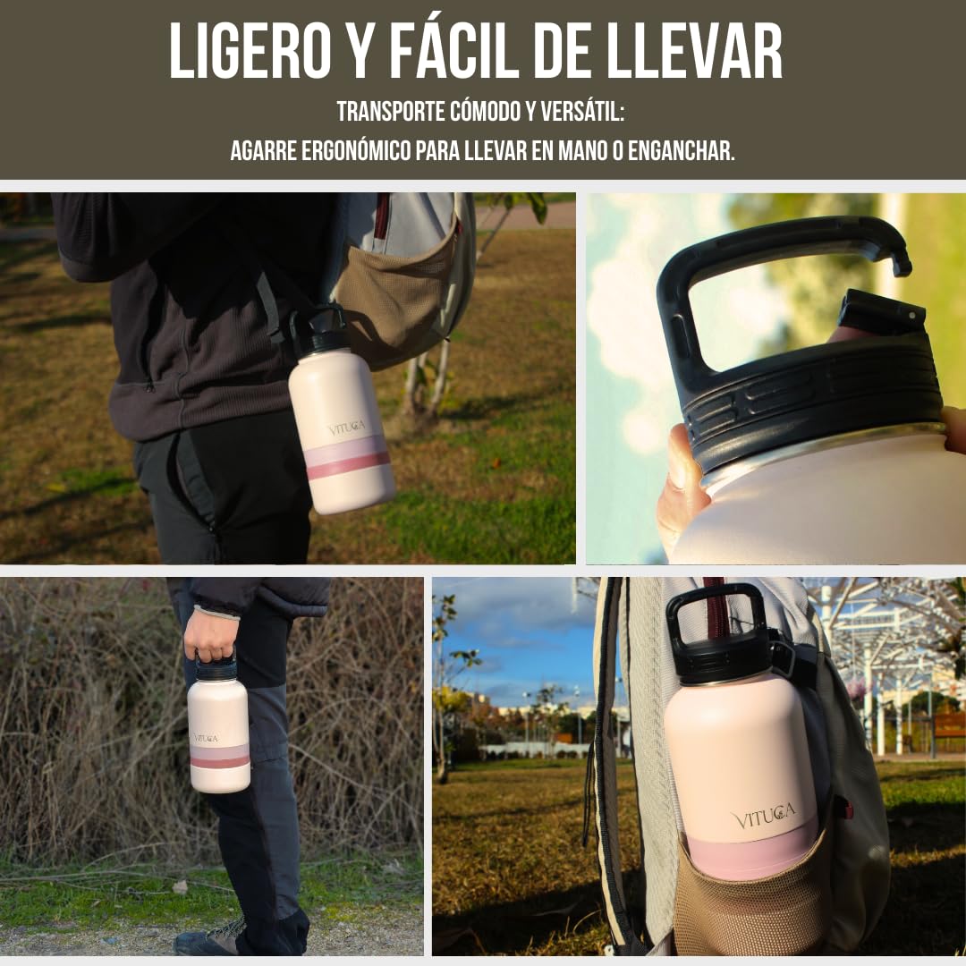 Bebedero Perro Portátil 1L de Acero Inoxidable Aislado | Botella Agua Perro Ultra Resistente con Compartimentos para Comida y Premios | Sistema 3 en 1 para Paseo y Viaje - 5