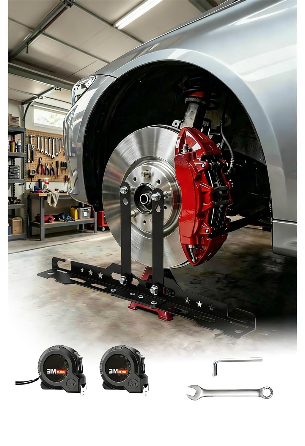 Upgraded Wheel Alignment Tool with 2 Measuring Tapes, Car Alignment Tool Kit, Automotive Toe Alignment Tool for Home Use, Compatible with More Vehicle Models, Black, Toe Plates