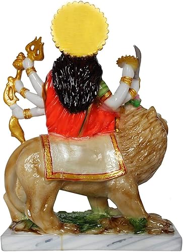 Miniatura 4 de Diosa Maa Durga Devi mármol ídolo estatua Sherawali MATA Rani Spiritual Puja Vastu Showpiece Figurine-10.2in (Multi Color)