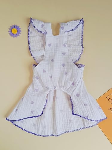 Miniatura 8 de QWINEE Vestido con estampado de corazón para perro y gato, decoración de lazo, lindo vestido para perro, falda tutú para cachorro, Chihuahua, Teddy