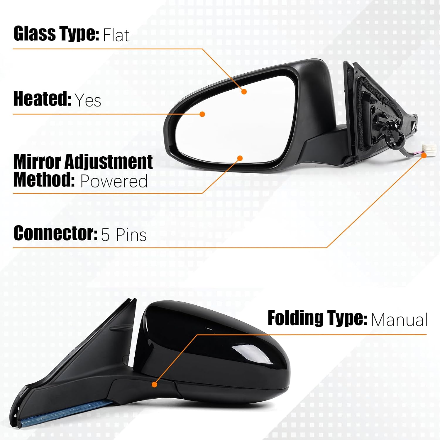 Left Side Rear View Mirror for 2015 2016 2017 Toyota Camry 5Pins Black image 4