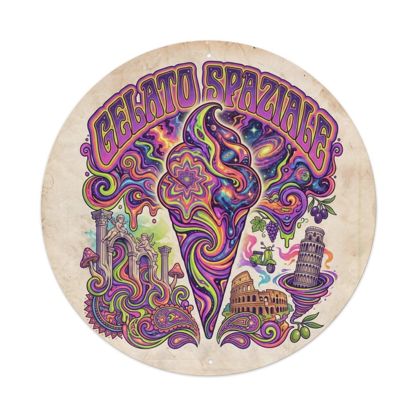Classic Gelato Ice Cream Psychedelic Parlor Metal Tin Sign