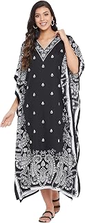 Gypsie Blu Paisley Print Kaftan for Women Polyester Caftan Dress Kimono Sleeve Plus Size Beach Maxi Dresses