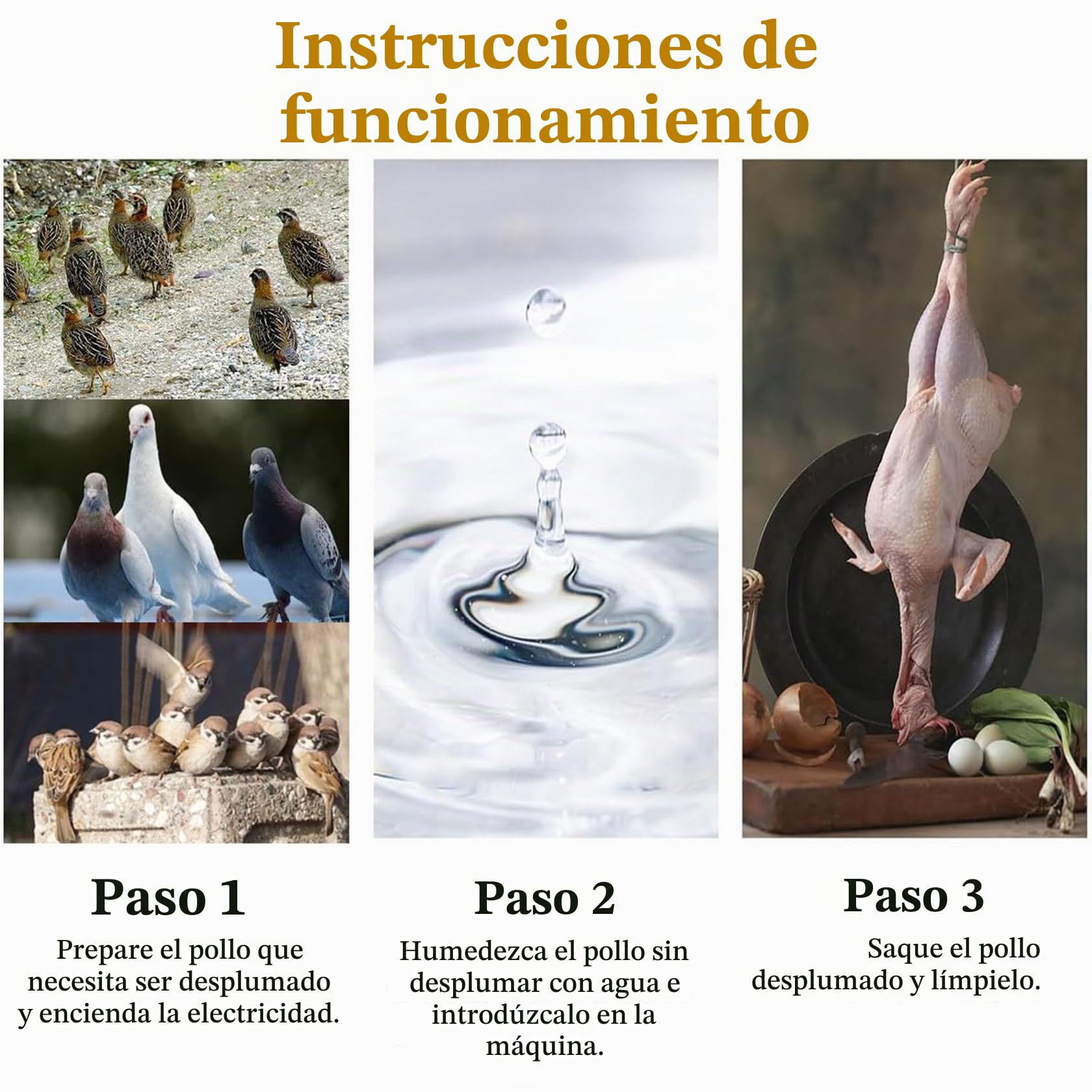 Máquina desplumadora automática de pollo, 210 W, para aves de corral, capacidad para 3-5 pollos, ideal para pollo, pato, pavo, codorniz
