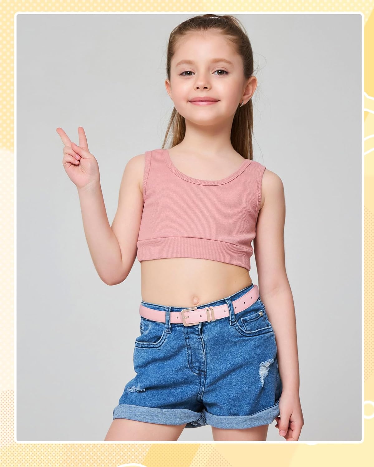 AWAYTR 2 Pack Girls Leather Belt for Kids Jeans with Gold Square Buckle - Image 5