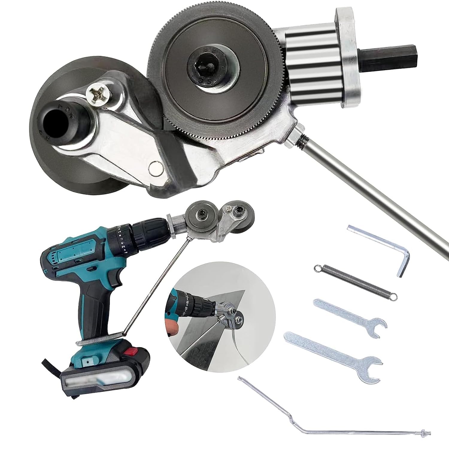 HELLARO Electric Drill Plate Cutter Attachment Metal Nibbler Drill Attachment Metal Cutter Sheet Drill Attachment for Metal Cutting Electric Drill Shears Attachment Cutter Nibbler (No Electric Drill)