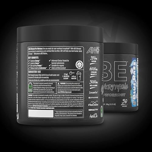 Miniatura 9 de All Black Everything - Polvo de preentrenamiento  Mezcla de bebida energética preentrenamiento  350 mg de cafeína  Beta alanina y citrulina