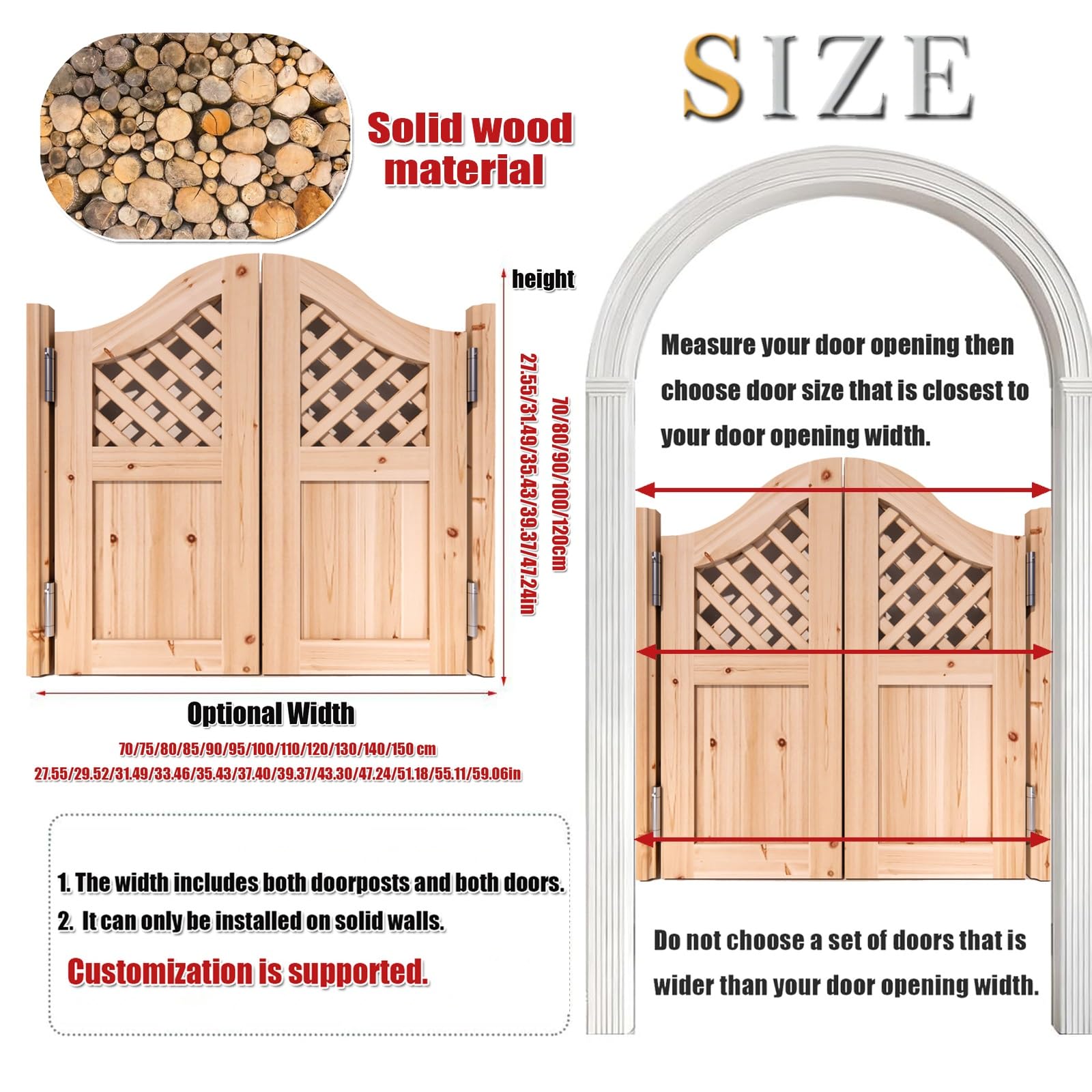 Genérico Puerta Holandesa de Madera Maciza, Estilo café, con diseño rústico de Granja, fácil instalación para sótanos, Jardines, escaleras para Perros y decoración (C, 70 x 70 cm (27,55 x 2