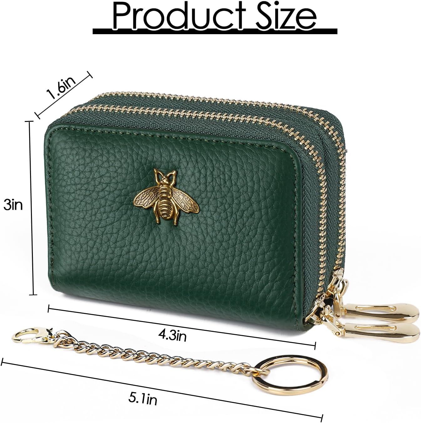 imeetu RFID Credit Card Holder, Small Leather Zipper Card Case Wallet for Women - Image 4