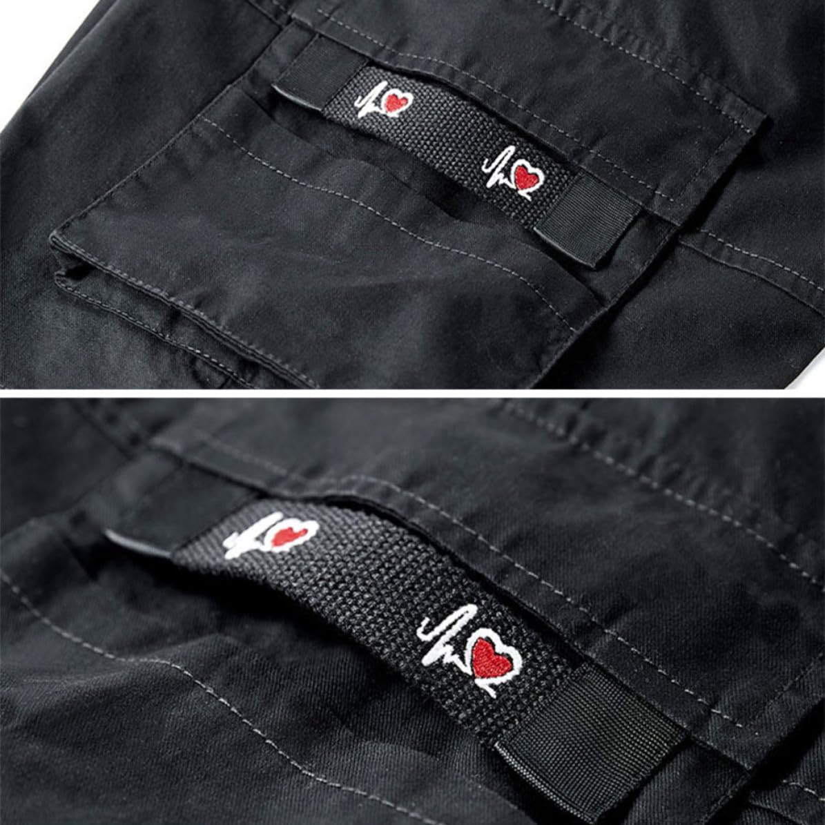 Cotton Utility Short Pants Black Men's with Adjustable Drawstring