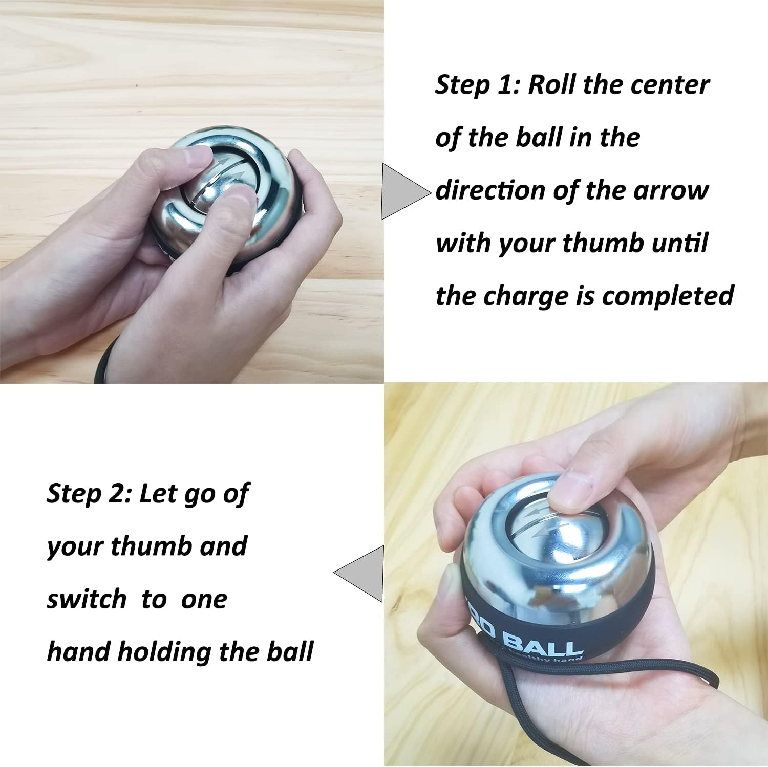 ExBePe All-Metal Wrist Power Gyro Ball Hand Wrist Forearm Trainer Strengthener for Exercise and Strengthen of the Joint and Muscle of the Wrist Set of 3 : Sports & Outdoors