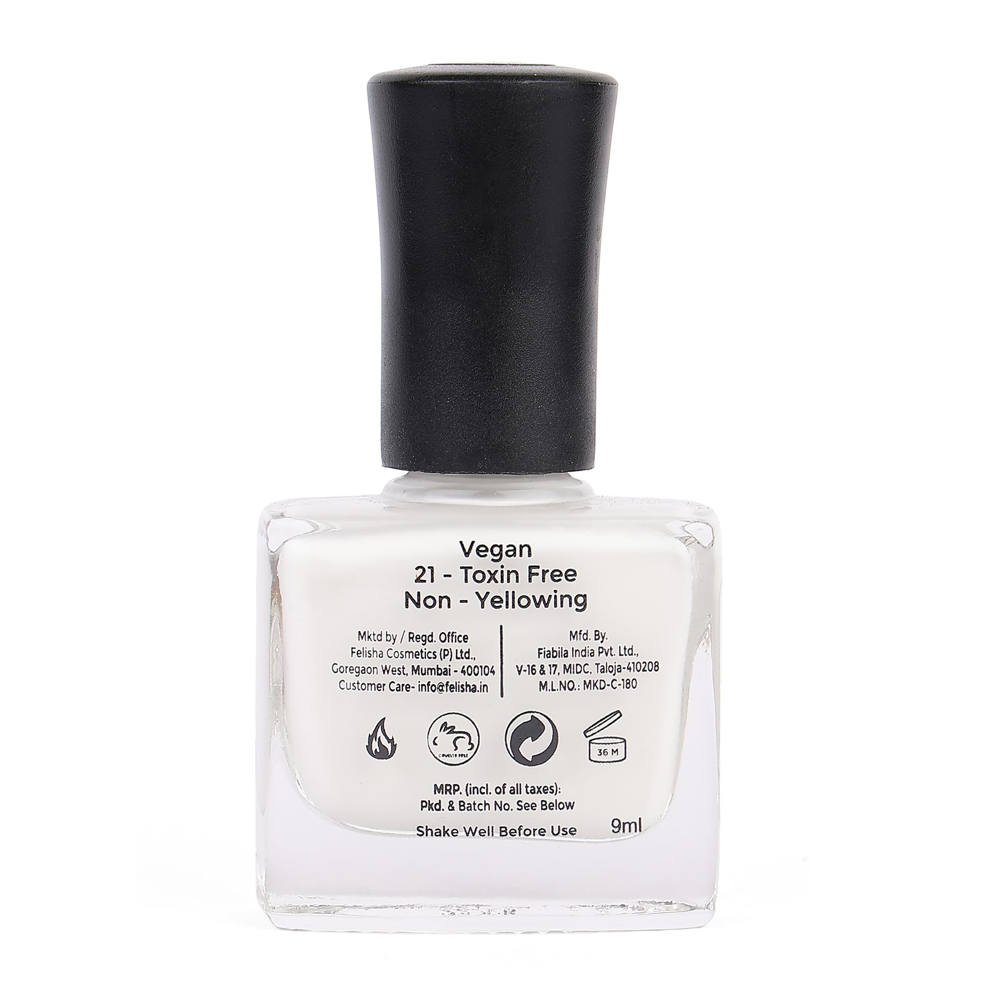 Color Fx White & Transparent Combo – Glossy Finish Nail Polish Set with Top Coat | Non-UV, 21 Toxin Free | Long-Lasting, Non-Yellowing, Chip Resistant | 9mL Each | Salon Quality for Women 2