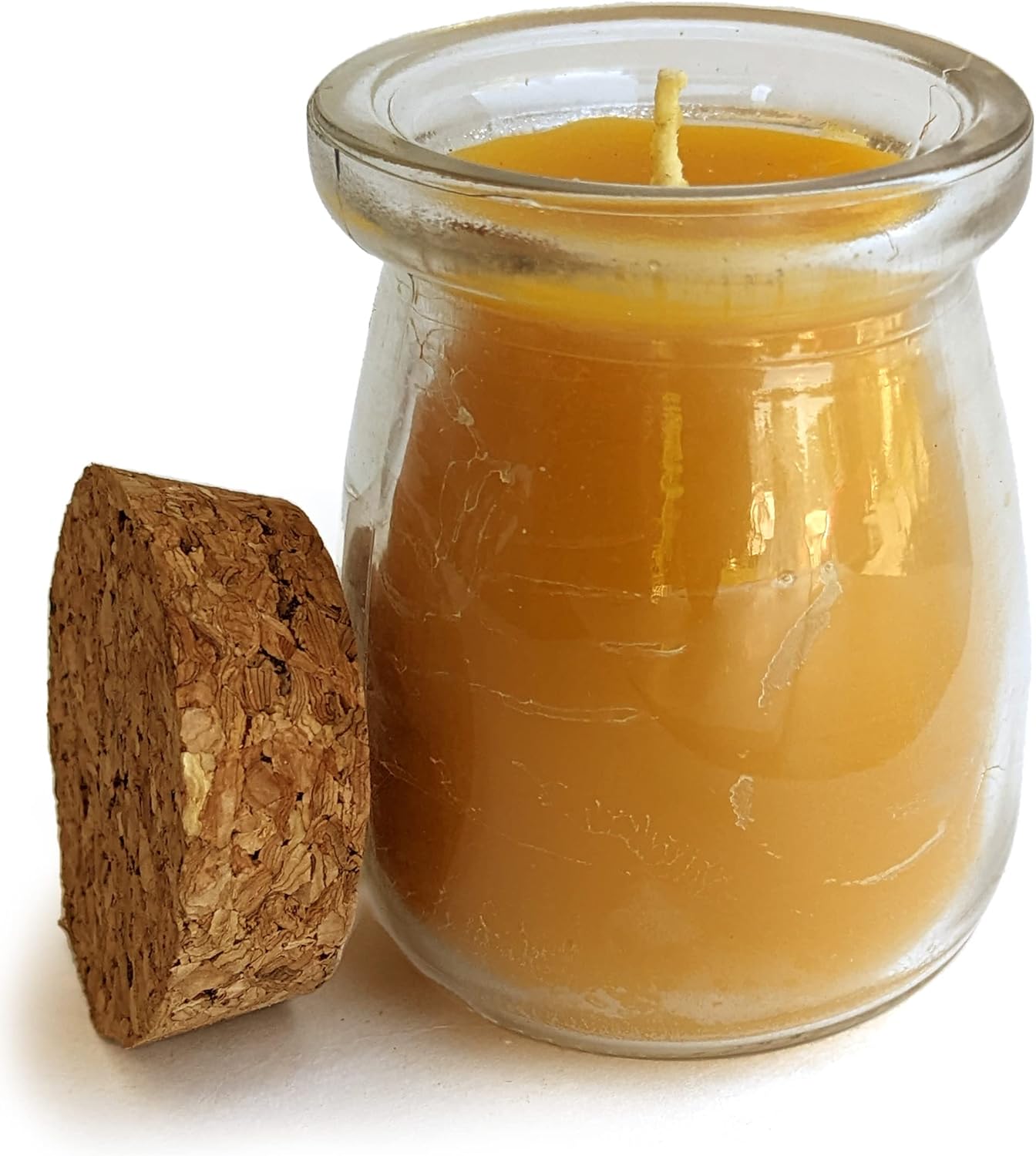 Beeswax Jar Candle 100 Pure USA Bees Wax in Glass Container with Cork Lid