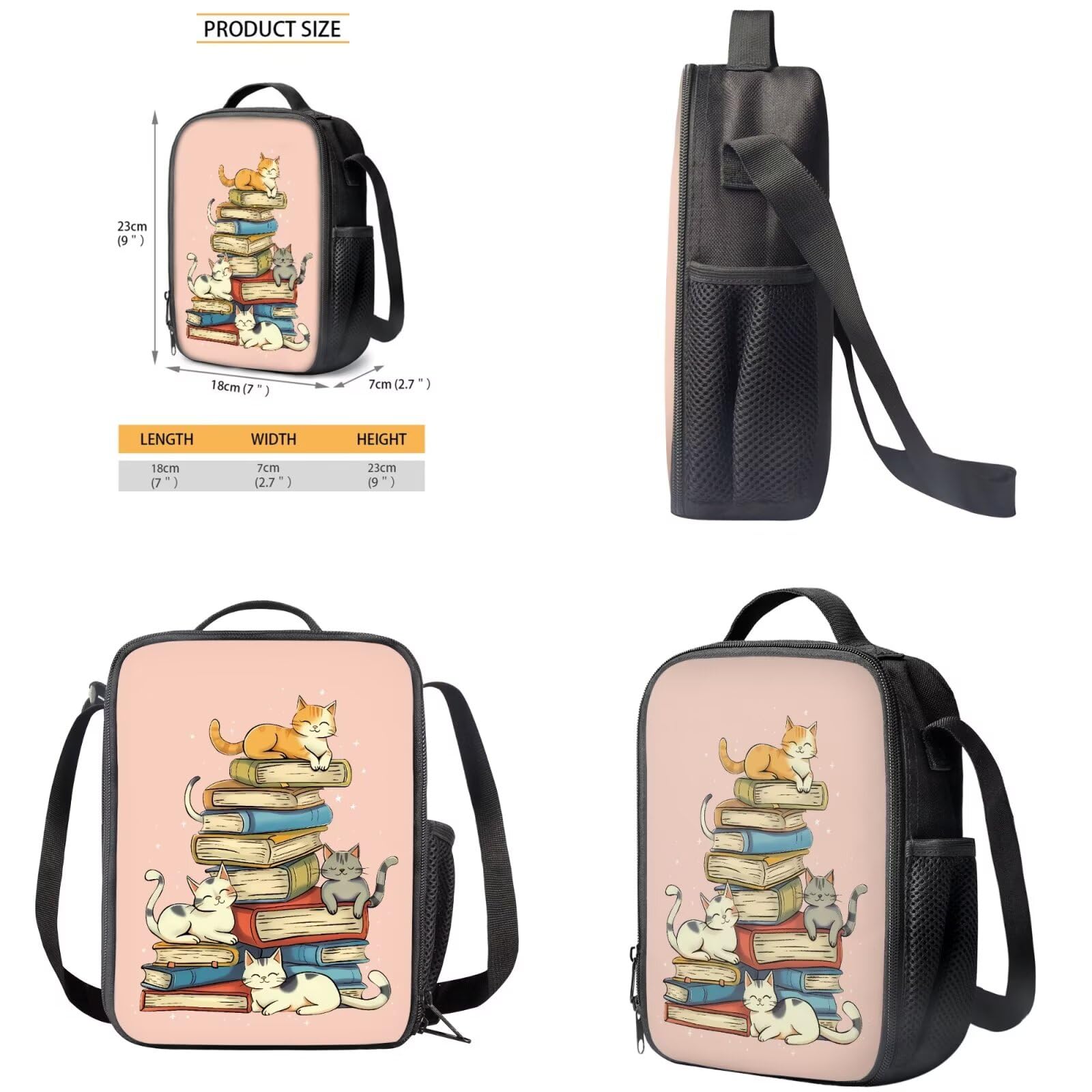 HUGS IDEA Zaino scolastico per Gils 4-6 6-8 8-10 10-12 borsa per libri scolastici 4 pezzi set per bambini 43 cm