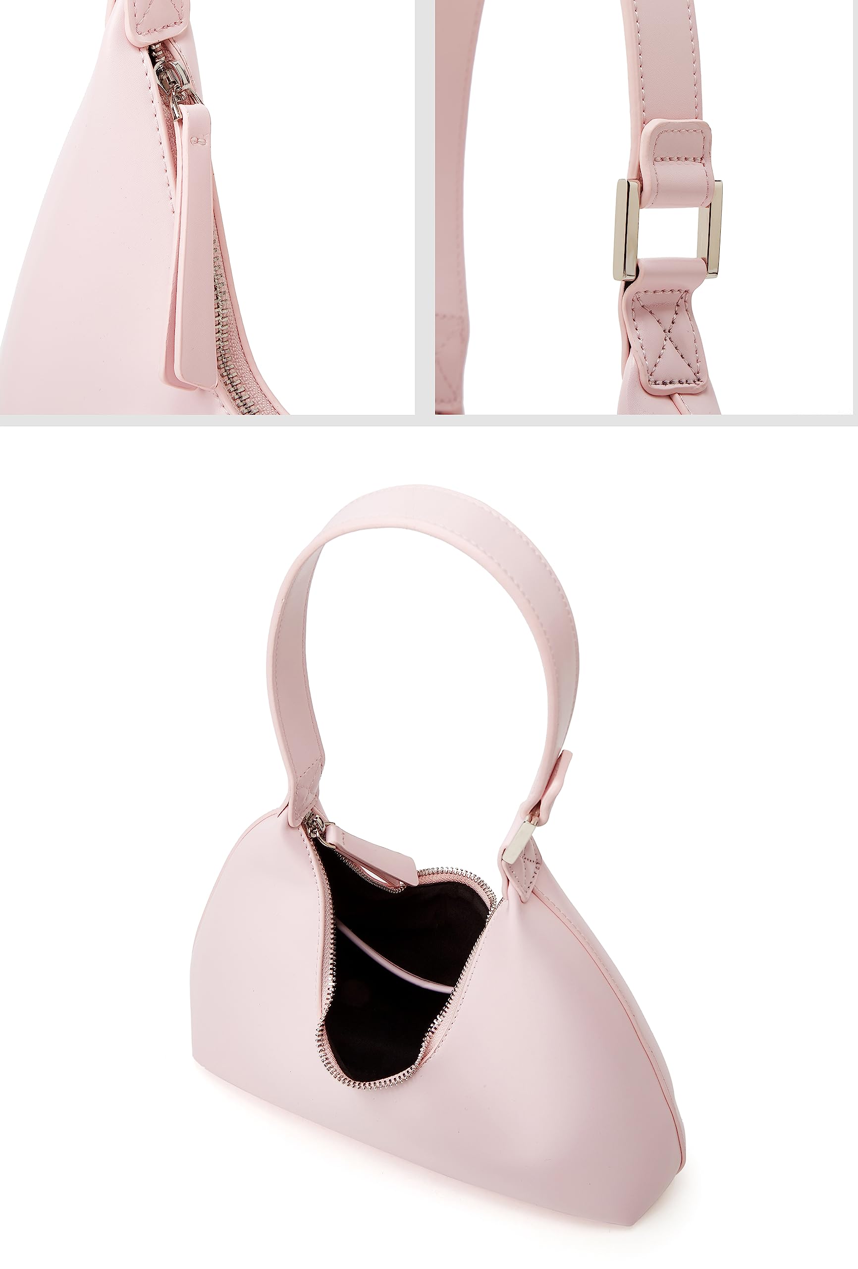 Hobo - Bolsos de hombro para mujer, bolso de piel sintética, bolso de moda, elegante bolso pequeño 2023, Rosado