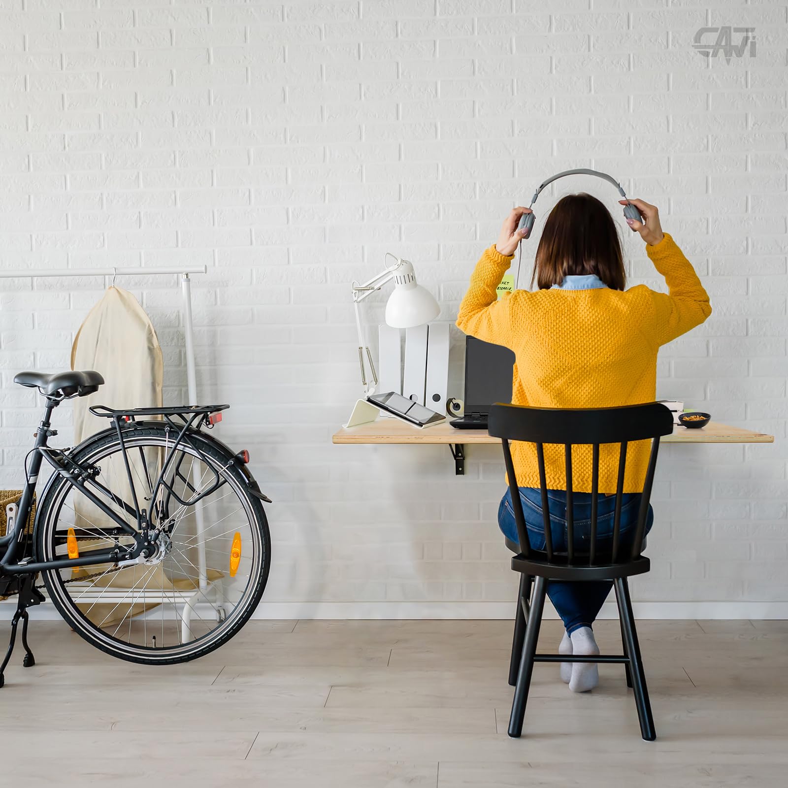 Mesa Plegable de Pared Estable de Madera Maciza: Ahorra Espacio, Mesa de Cocina y Escritorio Flotante, MDF Laminado