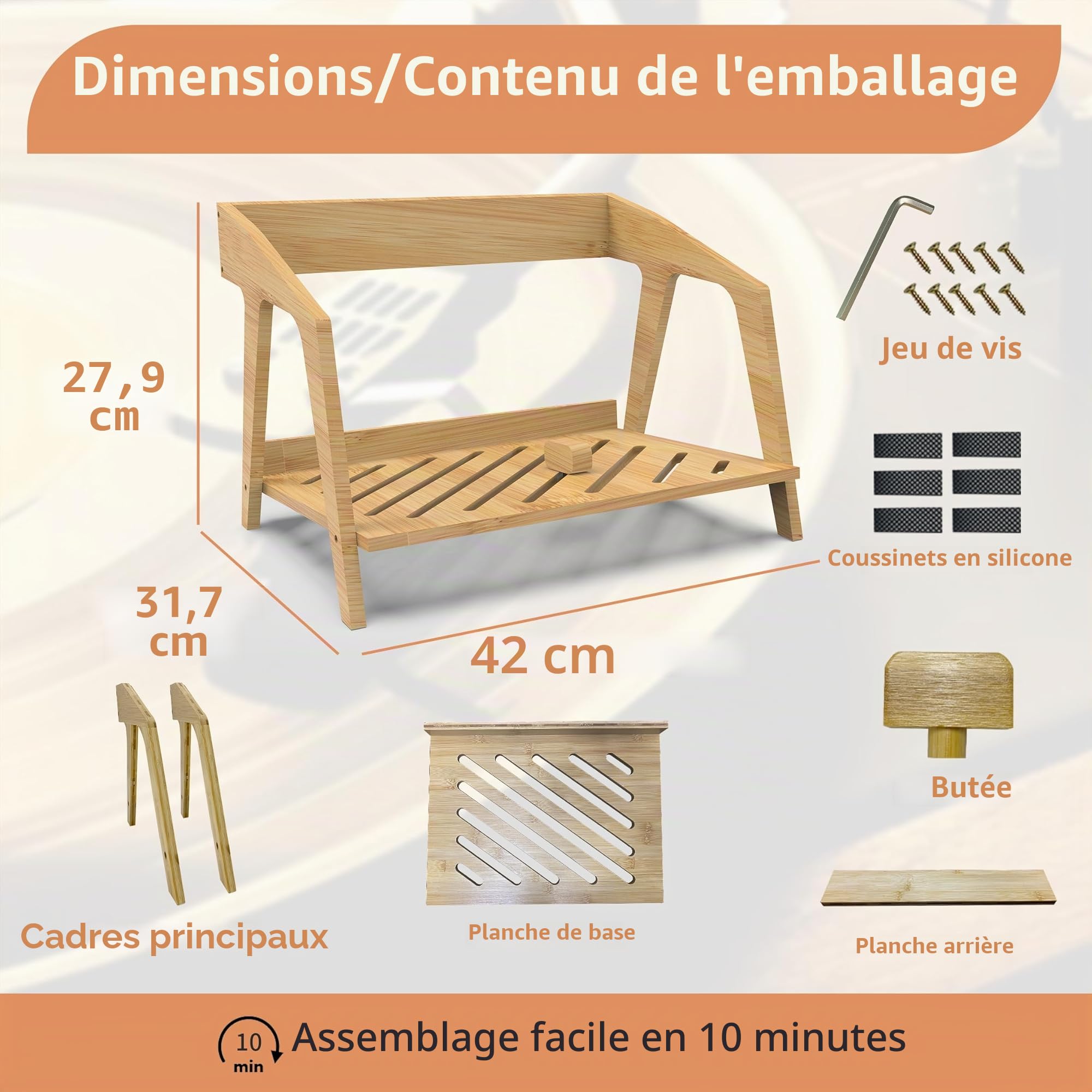 Porte-disques vinyle en bambou - Design élégant - Peut contenir jusqu'à 80 disques vinyles de 30,5 cm - Élégant pour le rangement de disques vinyle, CD, magazines, livres (naturel)