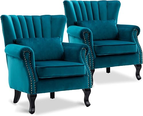 Miniatura 143 de Sillas de lectura Accent Midcentury - Sofá esquinero moderno y cómodo con respaldo copetudo para sala de estar, dormitorio, sala de recepción,