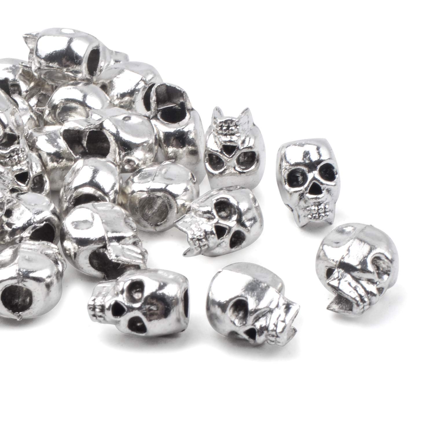 Skull Bead 50 PCS Tibet Silver Skull Spacer Beads - 4mm