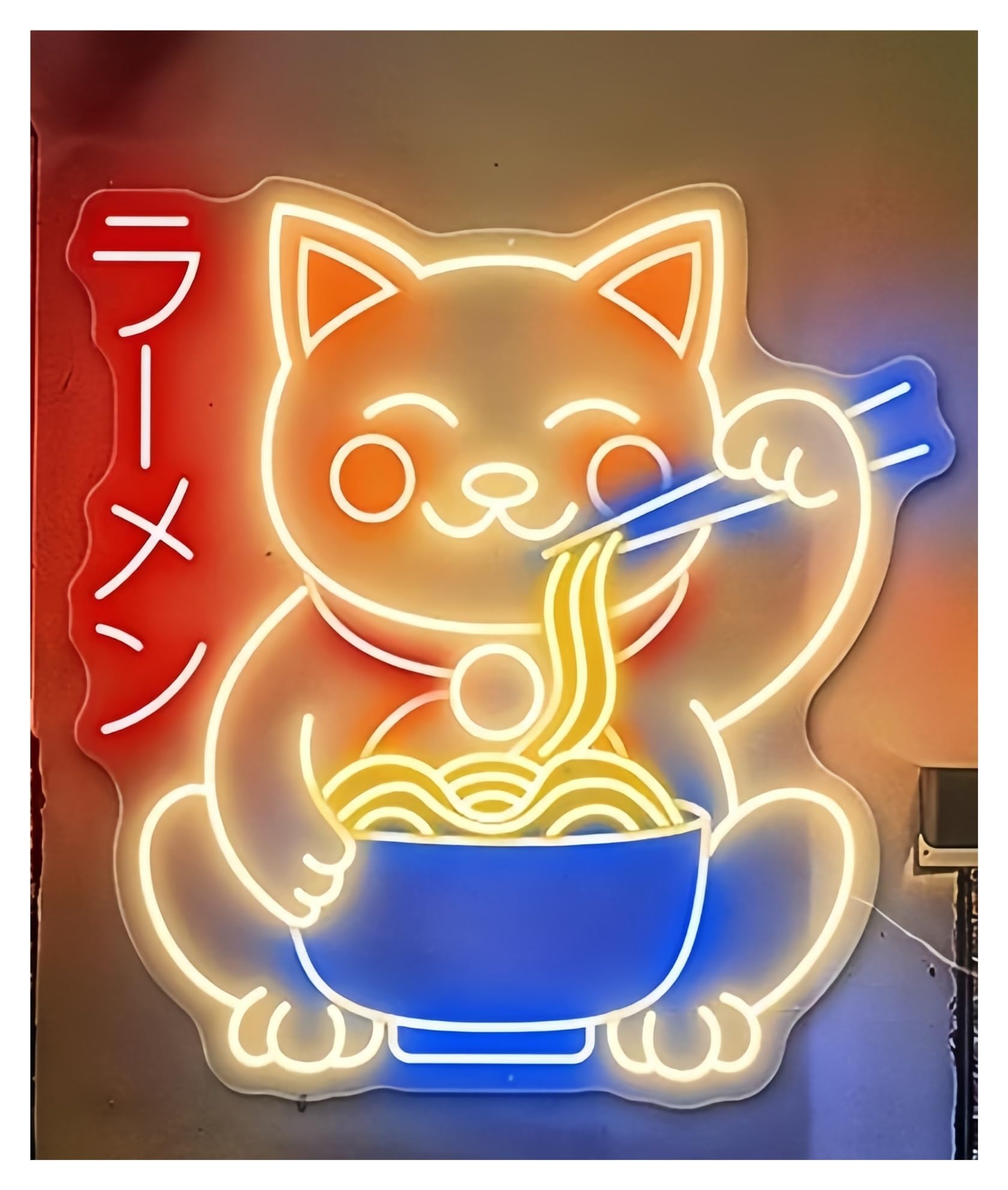 Shouxi C Sign Lamp Fortune At Ramen Neon Sign Ramen Restaurant Food Shop Wall Decoration(,61X61cm)