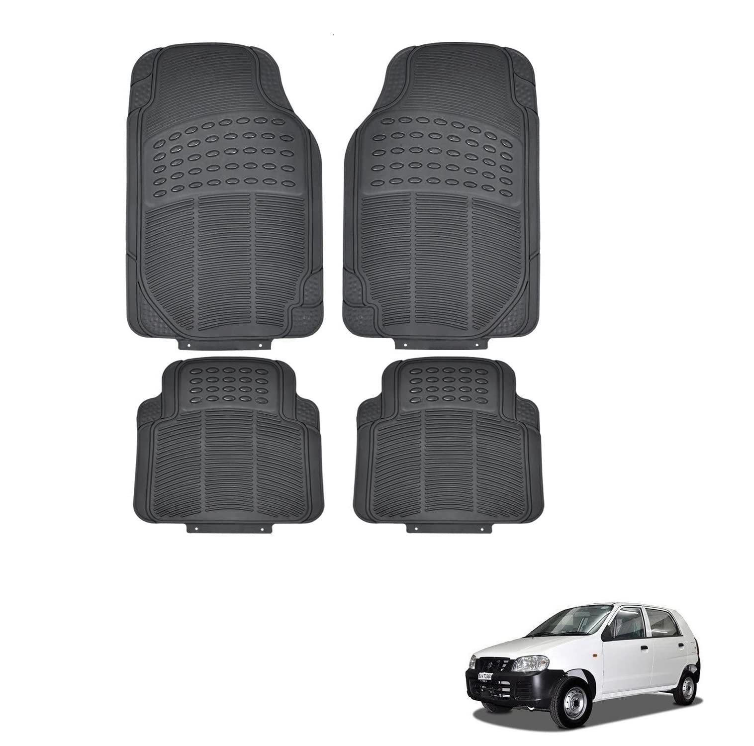 Kozdiko Car Simple Rubber Black Floor Mat Set of 4 Pcs for Maruti Suzuki Alto-image-17