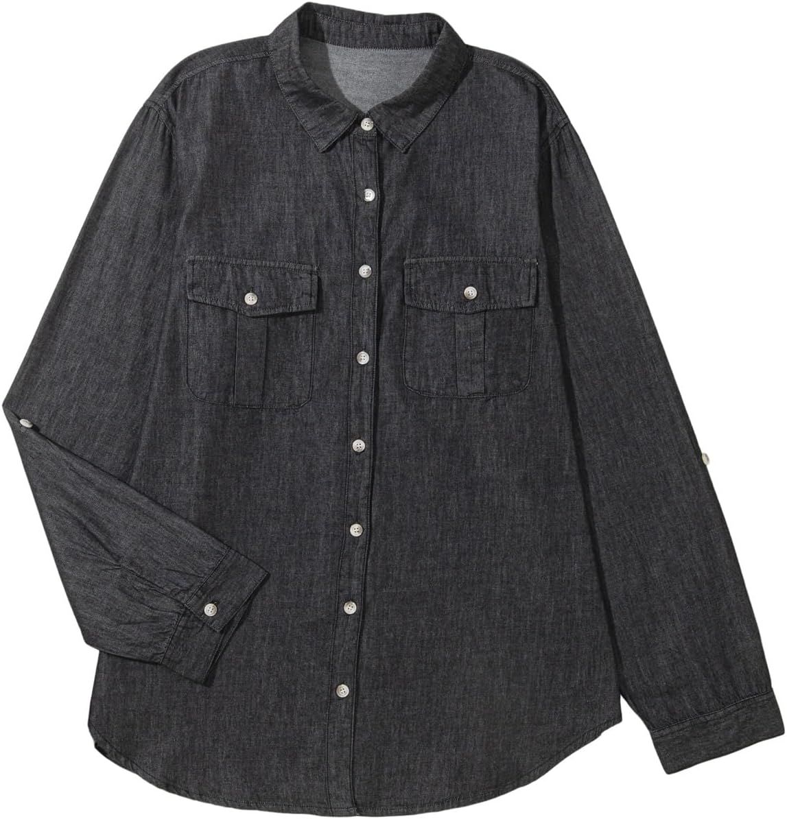 Sidefeel Women's Denim Top Long Sleeve Jean Shirt Button Down Denim Shirt - Image 6