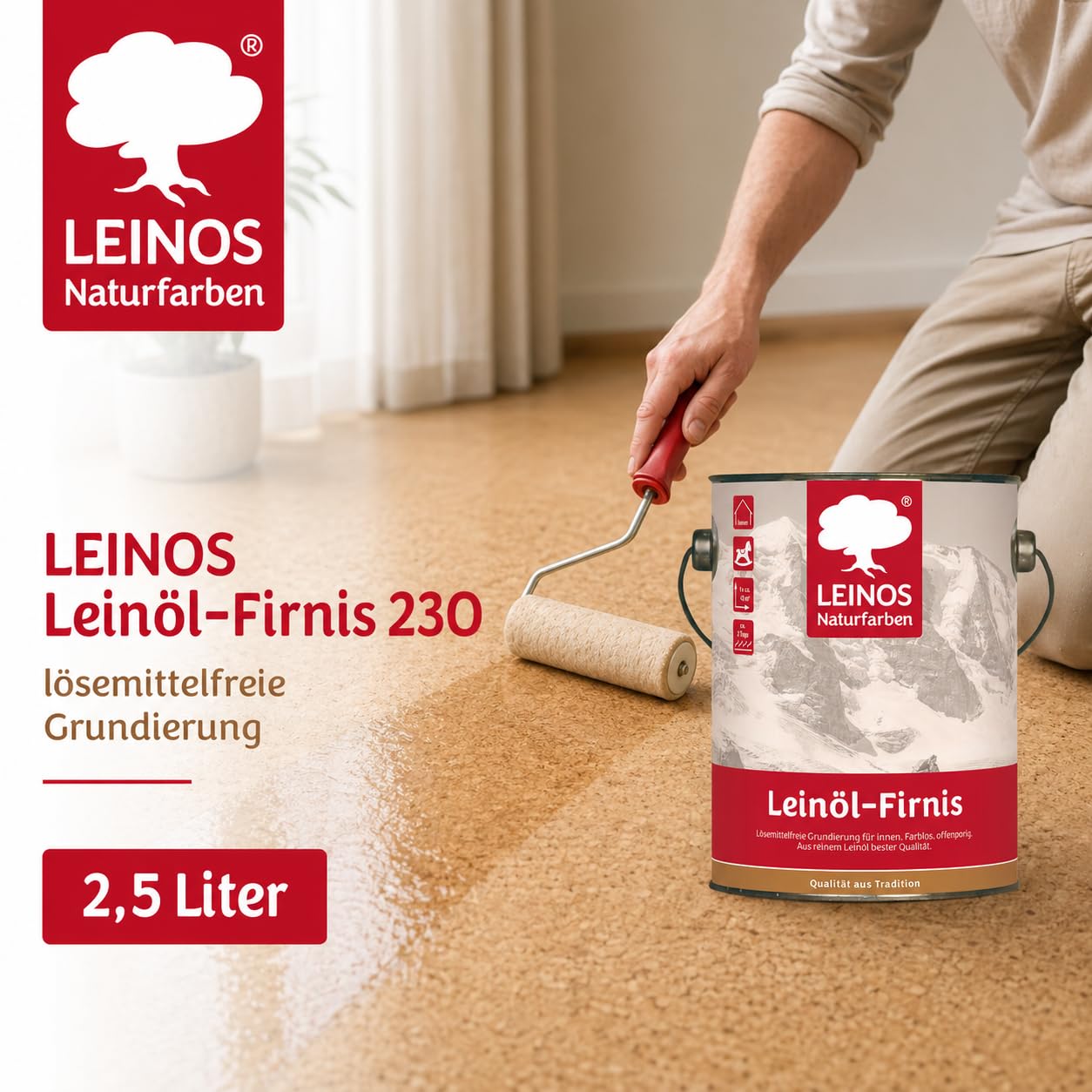 Leinöl-Firnis – Biologischer Holzschutz, farblos, innen & außen, 2,5 L | Holzschutz für Möbel, Türen & Zäune | natürlicher Firnis, Holzpflegeöl für den Außenbereich | wetterfest, lösemittelfrei