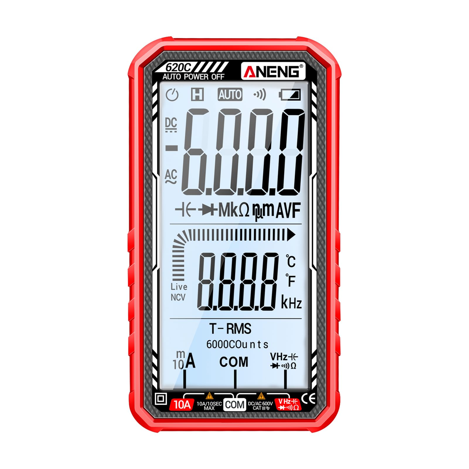 Multimètre numérique 620C HUIOP TRMS 6000 comptes pour tester condensateur et tension