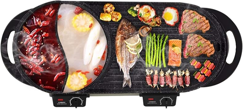 Liven Electric Grill & Hot Pot, 3.6L Indoor Teppanyaki for 2-10 People