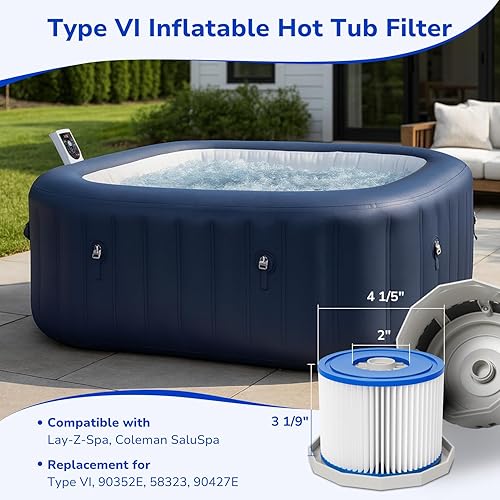 Miniatura 2 de Fil-fresh Cartucho de filtro de bañera de hidromasaje tipo VI para Coleman SaluSpa y Lay-Z-Spa, repuesto de filtro inflable para bañera de