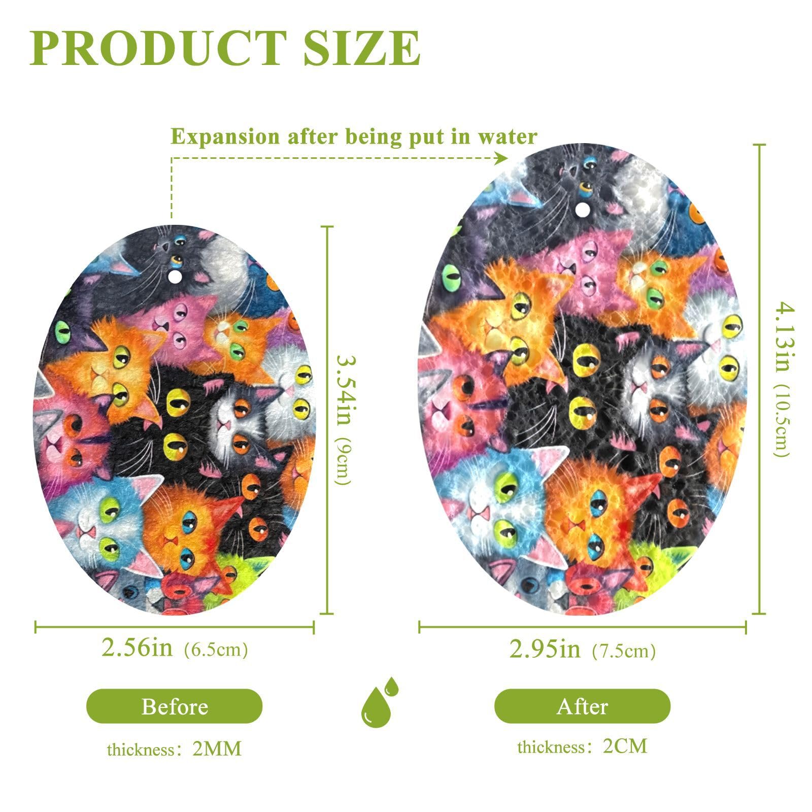 Jihqo 3PCS Scrub Sponges Cute Cats Pop-up Dish Sponge for Cleaning Kitchen Bathroom Household Non-Scratch Scrubber